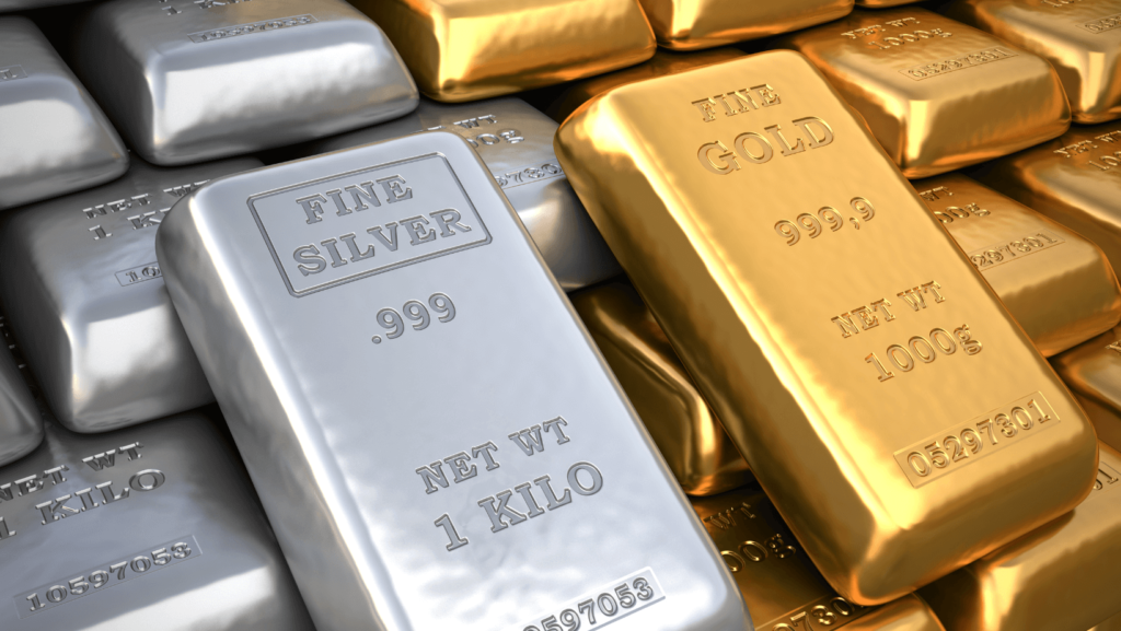 zlatá a stříbrná cihla investice