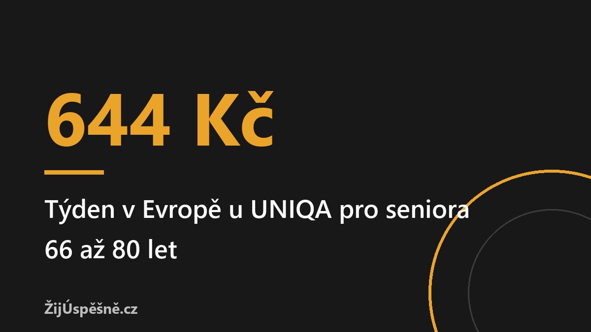 Grafika s cenou týdenního pojištění UNIQA pro seniora 644 Kč