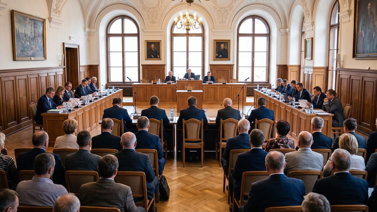 Zasedání obecního zastupitelstva v sále radnice, ilustrační obrázek