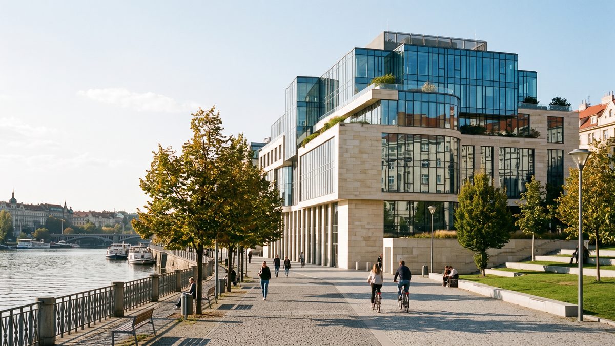 Kancelářská budova finanční skupiny v Praze, ilustrační fotografie